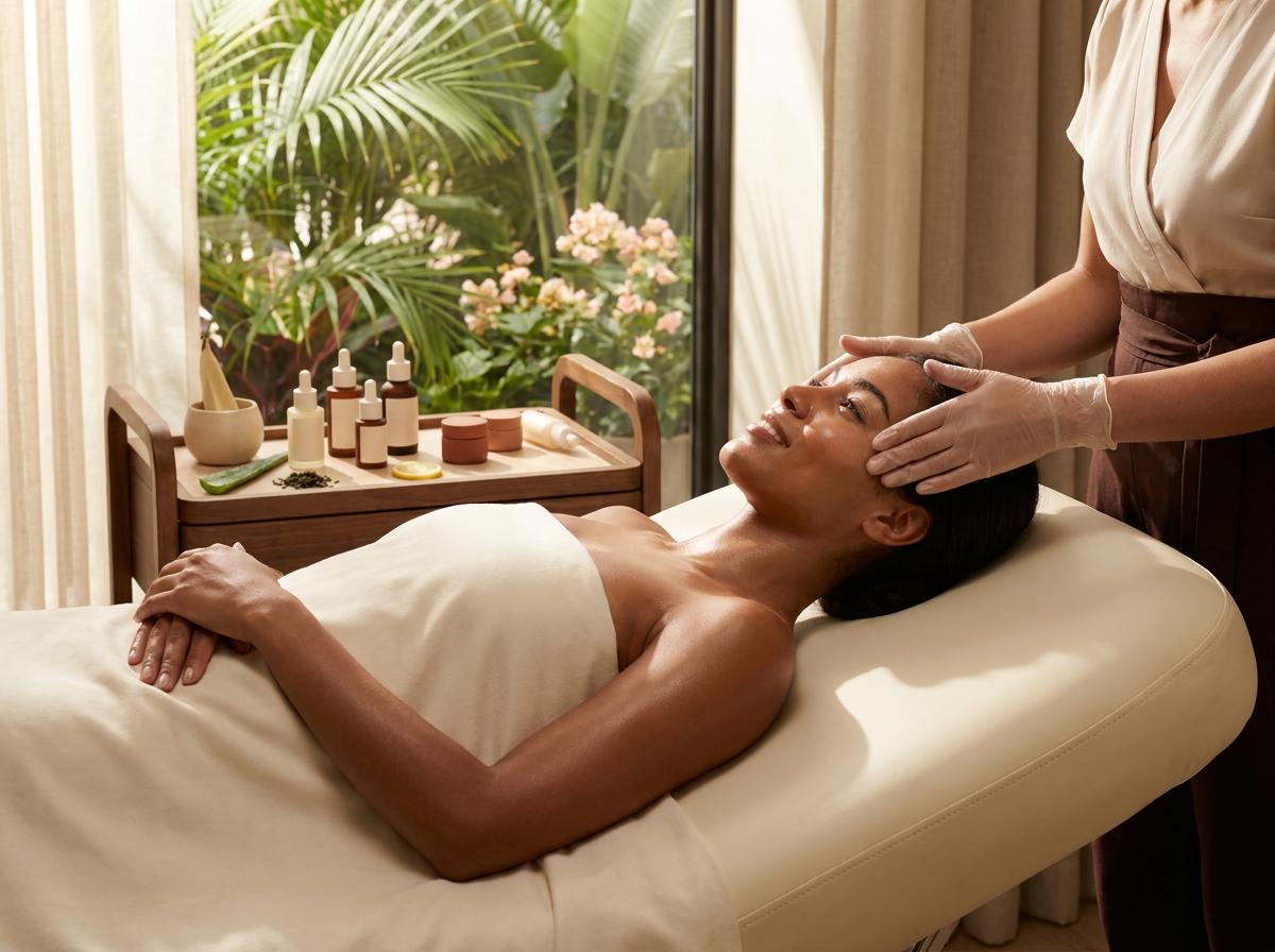 woman enjoying a facial treatment in fort myers